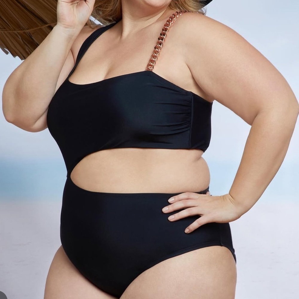 Lysa Swimwear UPF 50+ Black Curvy Plus Size‎ Padded Swimsuit Womens Size 3X NWT